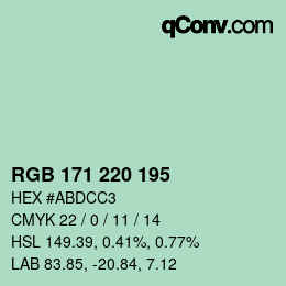 Color code: RGB 171 220 195 | qconv.com
