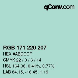 Código de color: RGB 171 220 207 | qconv.com