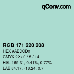 Farbcode: RGB 171 220 208 | qconv.com