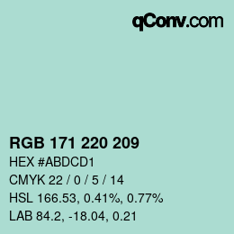 カラーコード: RGB 171 220 209 | qconv.com