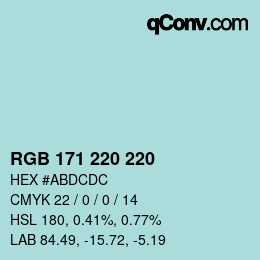 Color code: RGB 171 220 220 | qconv.com