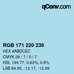 Color code: RGB 171 220 236 | qconv.com