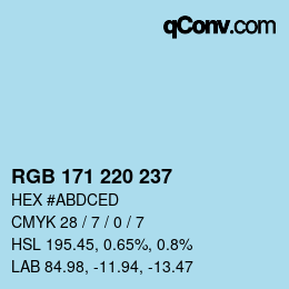 颜色代码: RGB 171 220 237 | qconv.com