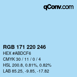 Color code: RGB 171 220 246 | qconv.com