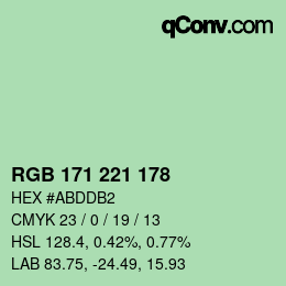 カラーコード: RGB 171 221 178 | qconv.com
