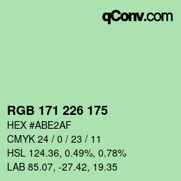 Color code: RGB 171 226 175 | qconv.com