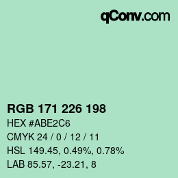 カラーコード: RGB 171 226 198 | qconv.com