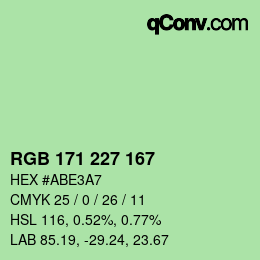 カラーコード: RGB 171 227 167 | qconv.com