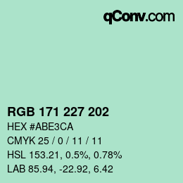 颜色代码: RGB 171 227 202 | qconv.com