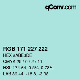 Color code: RGB 171 227 222 | qconv.com
