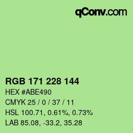 颜色代码: RGB 171 228 144 | qconv.com