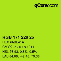 Color code: RGB 171 228 26 | qconv.com