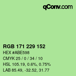 Color code: RGB 171 229 152 | qconv.com
