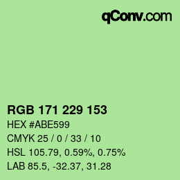 Color code: RGB 171 229 153 | qconv.com