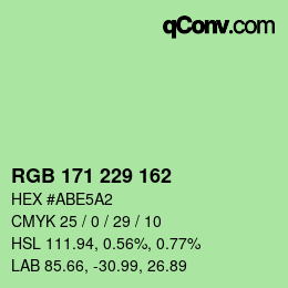 カラーコード: RGB 171 229 162 | qconv.com