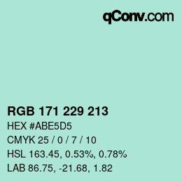 Farbcode: RGB 171 229 213 | qconv.com