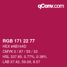 Código de color: RGB 171 22 77 | qconv.com