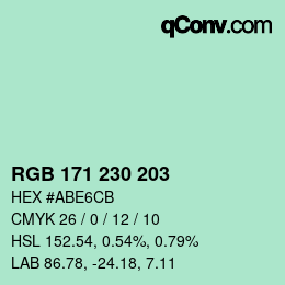 Color code: RGB 171 230 203 | qconv.com