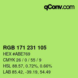 カラーコード: RGB 171 231 105 | qconv.com