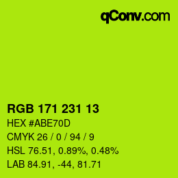 颜色代码: RGB 171 231 13 | qconv.com