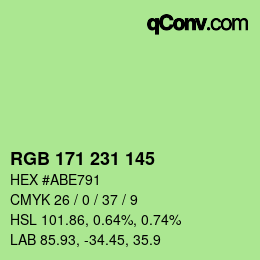 カラーコード: RGB 171 231 145 | qconv.com