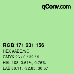 カラーコード: RGB 171 231 156 | qconv.com