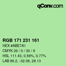 カラーコード: RGB 171 231 161 | qconv.com