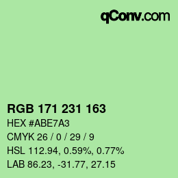 カラーコード: RGB 171 231 163 | qconv.com