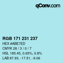 颜色代码: RGB 171 231 237 | qconv.com