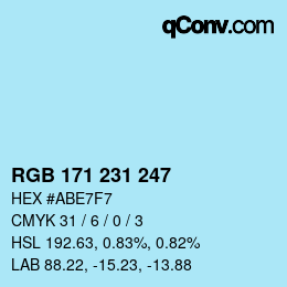 Color code: RGB 171 231 247 | qconv.com