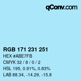 Color code: RGB 171 231 251 | qconv.com