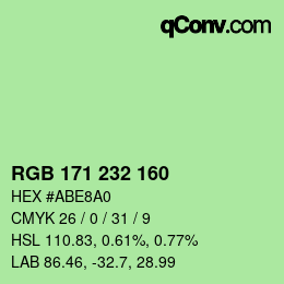 Color code: RGB 171 232 160 | qconv.com