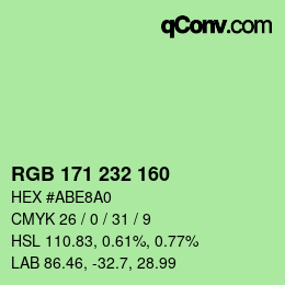 Color code: RGB 171 232 160 | qconv.com