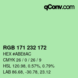 颜色代码: RGB 171 232 172 | qconv.com