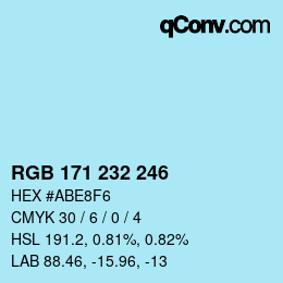 Color code: RGB 171 232 246 | qconv.com