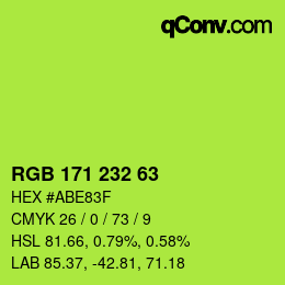 Color code: RGB 171 232 63 | qconv.com