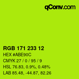 Color code: RGB 171 233 12 | qconv.com
