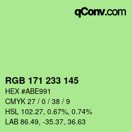 Color code: RGB 171 233 145 | qconv.com