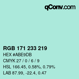 Color code: RGB 171 233 219 | qconv.com