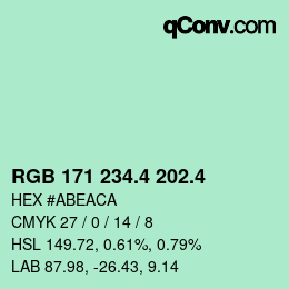 カラーコード: RGB 171 234.4 202.4 | qconv.com