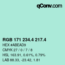 カラーコード: RGB 171 234.4 217.4 | qconv.com