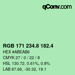 カラーコード: RGB 171 234.8 182.4 | qconv.com
