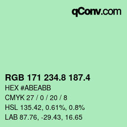 カラーコード: RGB 171 234.8 187.4 | qconv.com