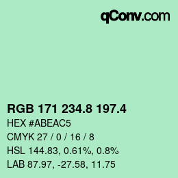 カラーコード: RGB 171 234.8 197.4 | qconv.com