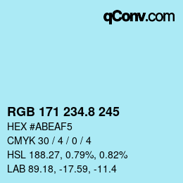 カラーコード: RGB 171 234.8 245 | qconv.com