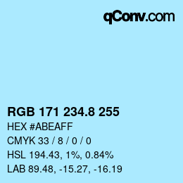 カラーコード: RGB 171 234.8 255 | qconv.com
