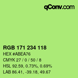カラーコード: RGB 171 234 118 | qconv.com