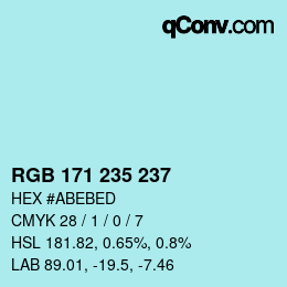 Color code: RGB 171 235 237 | qconv.com
