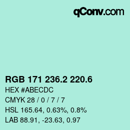 カラーコード: RGB 171 236.2 220.6 | qconv.com