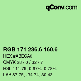 カラーコード: RGB 171 236.6 160.6 | qconv.com